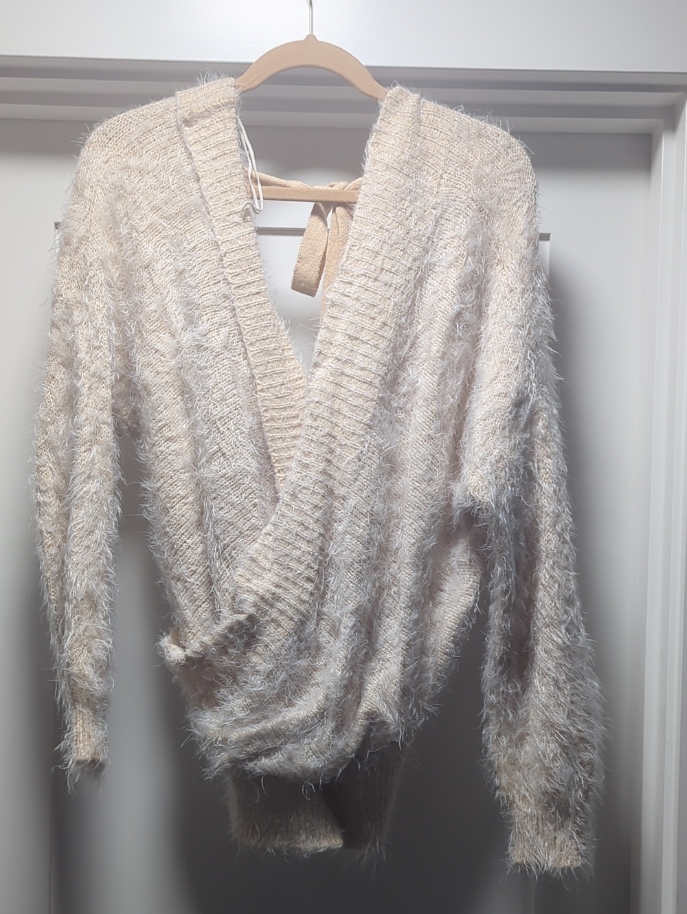 Cozy Cream Fuzzy Open-Front Women's Cardigan